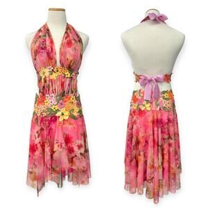 Ema Savahl COUTURE | S-M | Hand Painted Crystal Embellished Halter Midi Dress